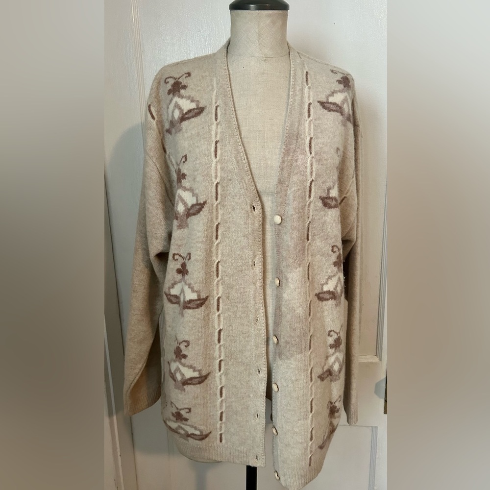 RareVintage Casanova Angora cream/oatmeal colored Cardigan sized Large(44)